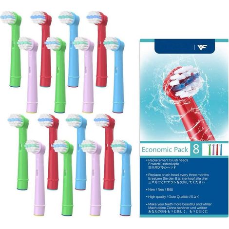 CYRILL – Confezione da 16 testine per spazzolino elettrico compatibili Oral B per bambini, testina di ricambio Oral B adatta per la maggior parte delle serie di spazzolini compatibili (1/5)