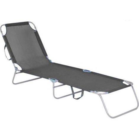 TRADE SHOP - Lettino In Textilene Grigio Per Mare Giardino Schienale Regolabile In 3 Posizioni 281046 -