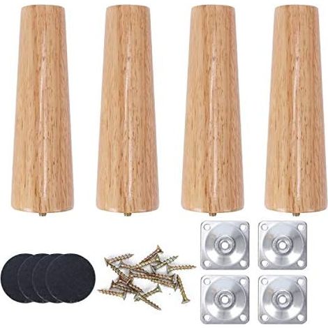 Stück 20 cm gerade Holzmöbelbeine, Holz-Couchtischbeine, Eichenholz, Massivholz-Möbelfüße für Sofa, Bett, Tisch, Sessel, Nachttisch, Kleiderschrank