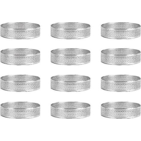 Lot de 12 cercles à gâteaux perforés en acier inoxydable, 6 cm (1/5)