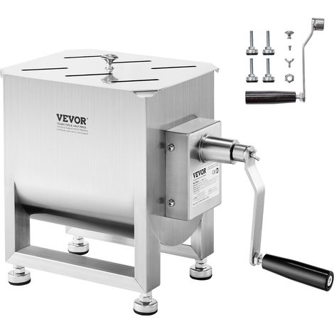 VEVOR Impastatrice Manuale per Carne, Miscelazione Massima 6,8 kg Carne, Frullatore Manuale con Riduttore in Acciaio Inox, per Salsicce Carne Tritata con Coperchio Manico 520 x 230 x 455 mm