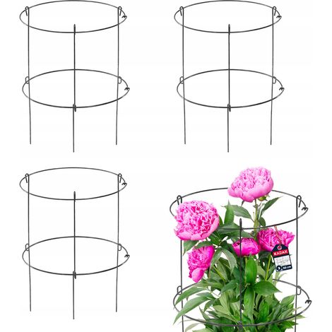 KADAX Support pour Plantes à Fleurs 60cm Anneau de Jardin Support en Acier 3pcs (1/5)