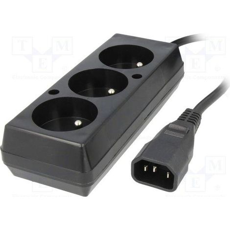 Mehrfachsockel 3 Buchsen Schuko-A-Stecker C14-Stecker