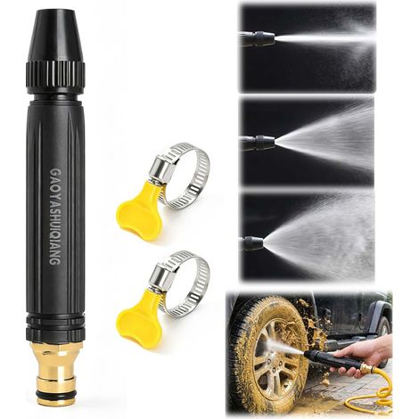 Pistolet haute pression pour tuyau d'arrosage, trois modes de pulvérisation avec réservoir à mousse, pistolet haute pression en acier inoxydable, pompe de jardin haute pression pour (1/5)