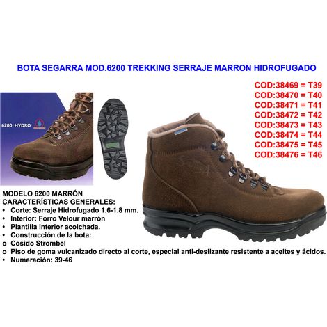bota segarra mod.6200 trekking serraje marron hidrofugad t.44