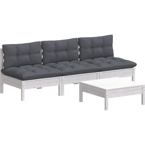 vidaXL 4 Piece Garden Lounge Set with Anthracite Cushions Pinewood (1/5)
