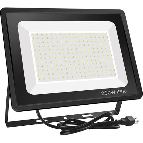 200W LED Flood Light 6000K Daylight White 24,000lm Super Bright Waterproof IP66 with Plug, Work Light for Parking Lot, Playground, Garden (1/5)