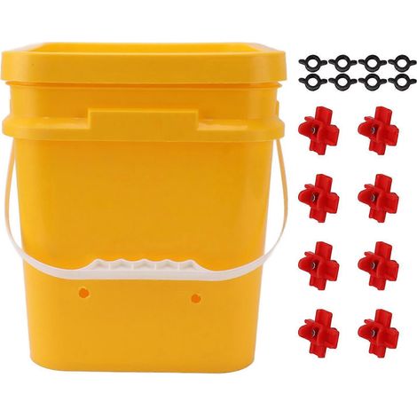 Automatische Hühnertränke mit 12-Liter-Tragwasserbehälter, Geflügeltränke (Eimer für Gänse und Enten) + Vier-Ecken-Tränke + schwarze Schrauben