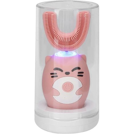 Brosse à dents électrique pour enfants, brosse à dents automatique ultrasonique blanchissante pour enfants avec lumière bleue, tête de brosse en silicone en forme de U [3 - 7 ans](Pi (1/5)