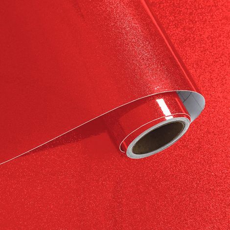 Papier Peint Autocollant Rouge Brillant 40cmx200cm Papier Adhésif Décoratif Irisé à Paillettes Film Adhesif pour Meuble Revetement Plan de Travail Cuisine Armoires Stickers Porte Placard (1/5)