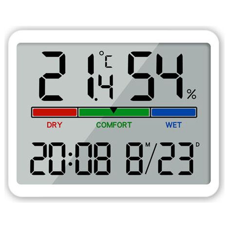 Thermomètre d'intérieur hygromètre, thermomètre numérique de bureau avec moniteur de température et d'humidité, thermomètre d'ambiance précis avec jauge d'humidité avec horloge (1/5)