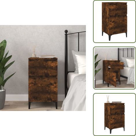 Table de chevet chêne fumé 40x35x70 cm - Table De Chevet - Meuble De Chambre - Armoire - Commode - Étagère Murale