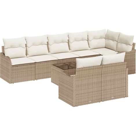 Maison Exclusive - Gartensofa-set 9 pcs Beige Poly-Rattan