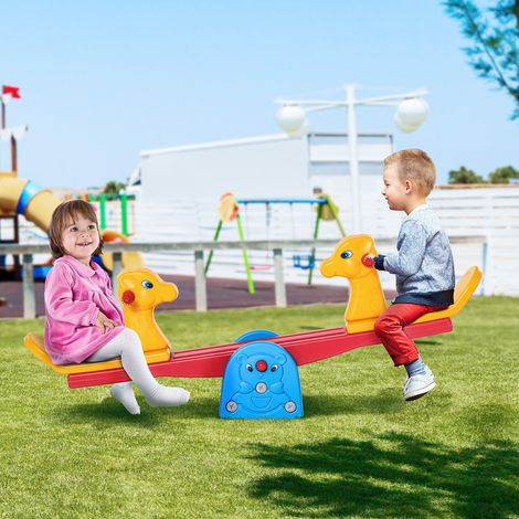 Bascule Enfants Girafe - Modèle Jirafa - HDPE/PP Multicolore 150x32x60cm - Intérieur Extérieur (1/5)