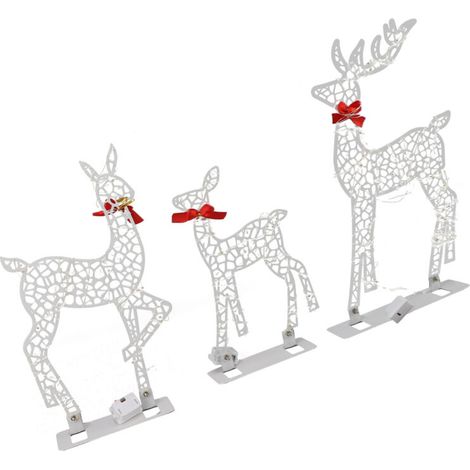 3pcs Décoration de Noël éclairée Maison à la maison chaude blanche Fer Fon LED Famille Famille décor de table pour la table pour intérieure extérieure ‑02 (1/5)
