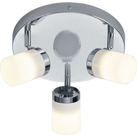 Plafonnier moderne chromé 3 spots orientables GU10 IP44 (1/2)