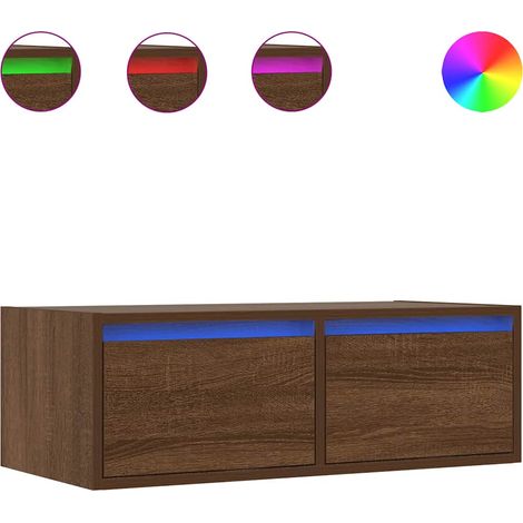 vidaXL Mueble de TV con luces LED roble marrón 75x35,5x25 cm (1/2)