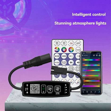 Télécommande LED Bluetooth avec 28 touches, compatible avec la musique et fonctionnant sous 12-24 V CC. (1/5)