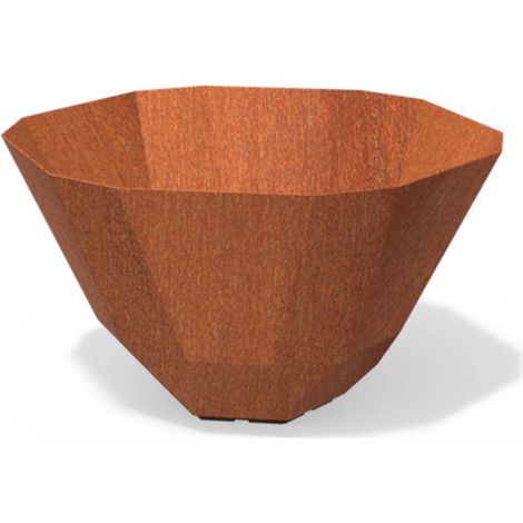 Dipott Pflanzgefäß Facet rund aus Corten-Stahl Pflanzkübel Ø 100 cm (1/2)