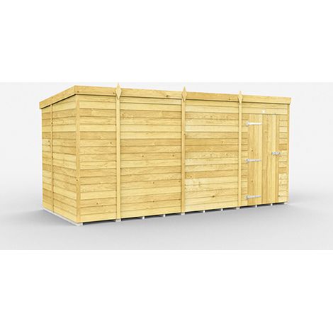 14 x 6 Feet Pent Shed - Single Door Without Windows - Wood - L178 x W417 x H201 cm