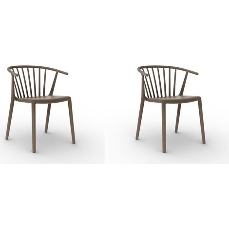 Set 2 sillas interior, exterior chocolate WOODY Resol