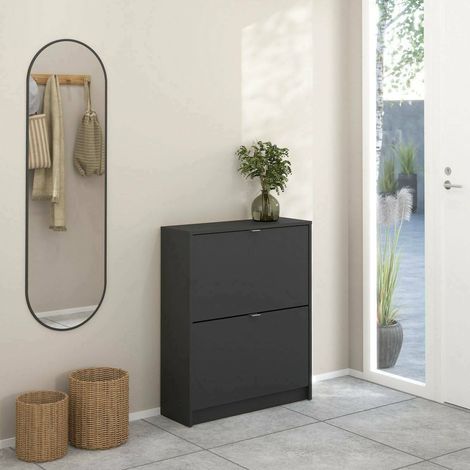 Dmora - Schuhschrank Hughette, Schuhregal, Mehrzweck-Eingangsgarderobe, Möbel für Schuhe, 70x24 h85 cm, Grau (1/5)
