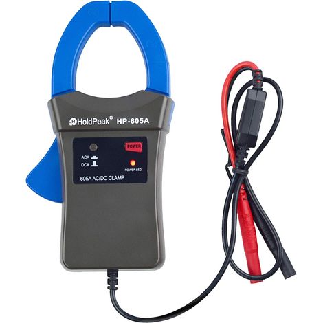 Adaptateur Pince Ampèremètre pour Courant Continu/Alternatif 600A DC/AC avec Sondes de Test, Indication d'alimentation LED, Batterie Incluse. (1/5)