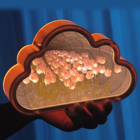 Kit de veilleuse miroir nuage Tulipe à monter soi-même - Cadeau d'anniversaire ou de Saint-Valentin pour filles - Cadeau floral marin (1/5)