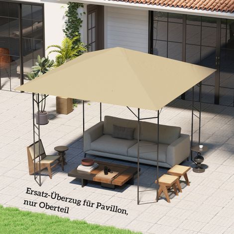 Telo di ricambio per gazebo 3 x 3 m, idrorepellente, UPF30+, realizzato in tessuto Oxford, 370 g/m², beige.