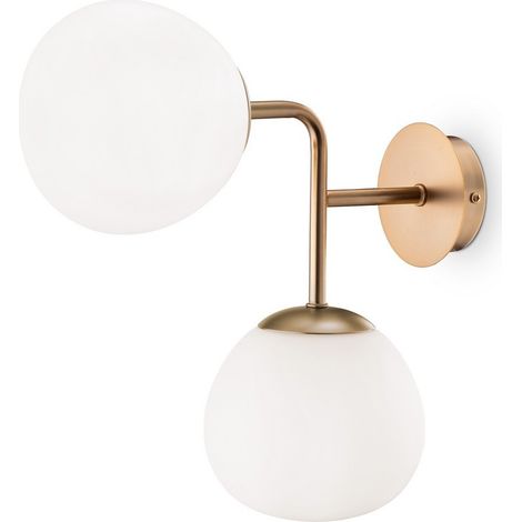 Maytoni Erich Appliques murales modernes Globe dorées 2xE14 abat-jour blanc
