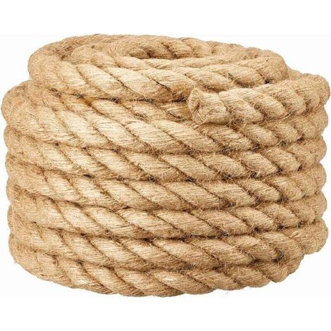20mm barrier rope for stair/balcony railings, tug-of-war ropes, swings, boats and elevators, indoor battles and climbing, 20mm x 10m, beige (1/5)