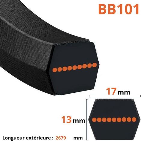 Courroie pour moteur thermique 2679mm x 17mm – Hexagonale – Compatible modèles GR1600 II et GR2100 II – BB101