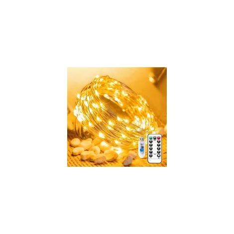 Guirlande lumineuse LED en fil de cuivre - Guirlande lumineuse à huit fonctions - Guirlande décorative pour jardin - 10 mètres, 100 LED (1/5)
