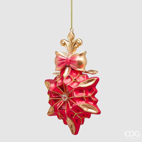 EDG Enzo De Gasperi Addobbo Stella di Natale H17,5 Ø12 cm Rosso Oro – Decorazione per Albero di Natale (1/2)