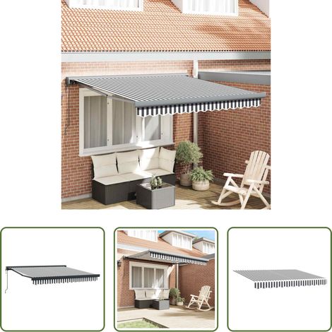 Auvent de jardin - Auvent rétractable anthracite/blanc 3x2,5 m tissu et aluminium (1/5)