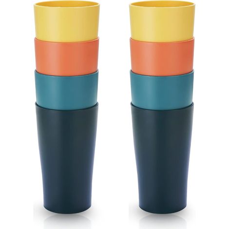 Gobelets en plastique réutilisables 8 pièces, tasse d’eau incassable, gobelets pour voyage intérieur extérieur salle de bain au bord de la piscine Adulte léger Facile à transporter sans BPA (1/5)