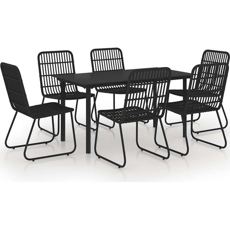 Maison Exclusive - Set da Pranzo da Giardino 7 pz in Polyrattan e Vetro (1/5)