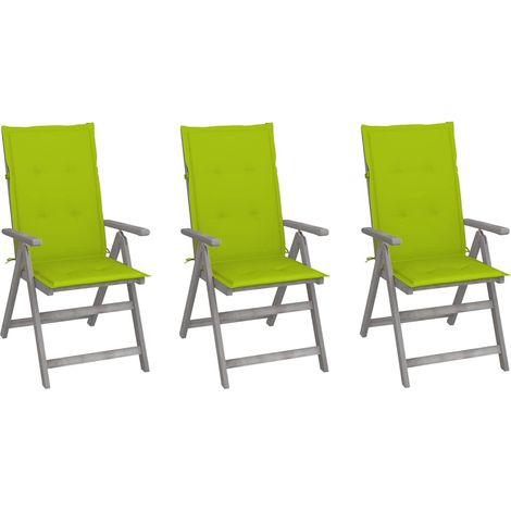 vidaXL Sillas reclinables jardín y cojines 3 uds madera maciza acacia (1/5)