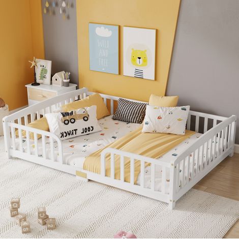 Cama infantil suelo con barandillas 140x200 OKMYHOME (1/5)