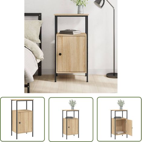 The Living Store Nachttisch Sonoma-Eiche 41x31x80 cm Holzwerkstoff - Industrielles Design - Nachttisch - Wohnzimmermöbel - Holzwerkstoff - Eiche (1/5)