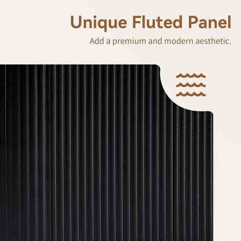 Buffet meuble TV 162,5 x 38 x 61 cm – 4 portes, rangement motif ondulé, MDF noir – Pour salon design (1/5)