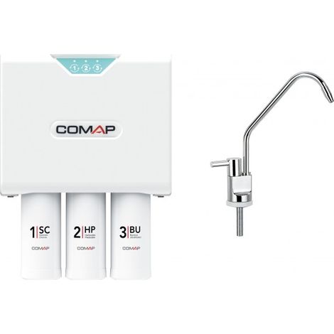 Comap – Filtre sous évier pour eau de boisson – 3 niveaux de filtration – Robinet 1 voie – Installation rapide sans perte d'eau