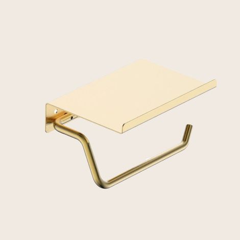 Exagonshop Portarotolo con mensola oro spazzolato Minimal