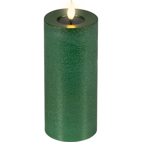 LED-Kerze grün Wachs Ø 7,5 cm H: 20 cm ww (1/4)