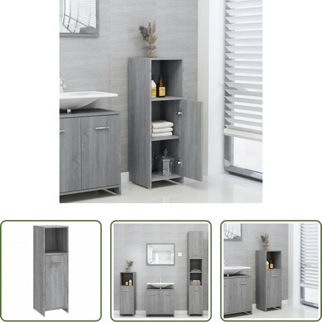 Rangement salle de bain - Armoire de bain Sonoma gris 30x30x95 cm Bois d'ingénierie (1/5)