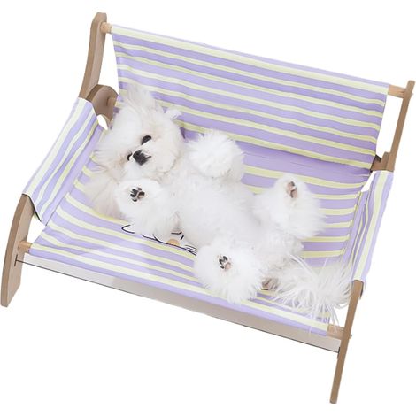 1 - Hamac Chat - Chaise Longue Chat - Design Rayé Respirant Pour Repos Apaisant Intérieur Salon Chambre Balcon Gris 60x45cm (1/5)
