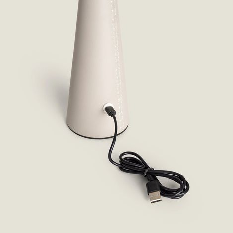 Lámpara de Mesa LED Portátil Cuero y Metal con Batería USB Recargable Tyu Tule Beige (1/5)