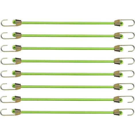 8 Mini-Gummiseile (25 cm) mit Haken, robust für Camping, Transport und Planen