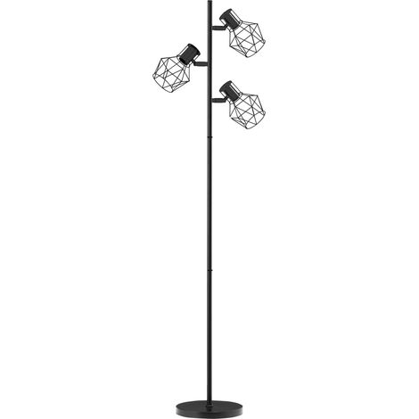 Lámpara de pie negra de metal con 3 casquillos E27, 40 W, H 169 cm (1/5)