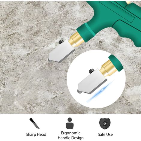 Cortador de vidrio manual portátil para azulejos y vidrio, cortador de vidrio de 2 cabezales (1/2)